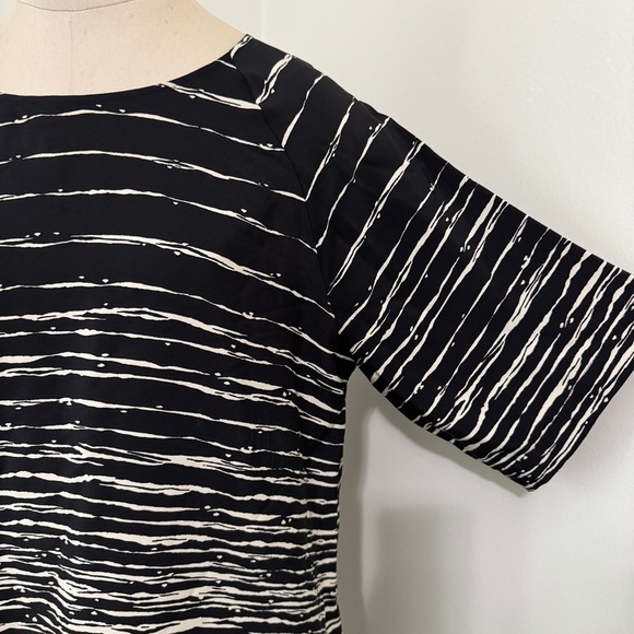 Vince Large 100% Silk Black & Ivory Shift Mini Dress ~ Classic Career Capsule - Picture 3 of 7